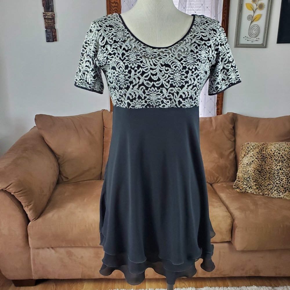 Van Tisse Black Fit & Flare Tiered Ruffle Dress